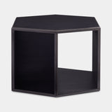 Esagono Black Ash Luxury Side Table, front view