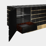 Hive Black Lacquer & Golden Brass Luxury Sideboard