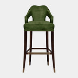 Luxurious Upholstered Cotton Velvet Aged Brass Bar Chair