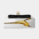 Maison Valentina Lapiaz Bathtub, polished stainless steel and gold, available from Touched Interiors UK