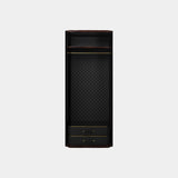 Monticello Modular Gold, Walnut Root & Leather Luxury Closet