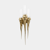 Luxxu Wax Wall Light in gold plated brass and clear ribbed crystal glass