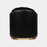 Polished Brass, Black Leather & Black Velvet Luxury Armchair