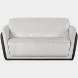 Roxboro Stitched Leather & Plush Velvet Two Seat Sofa