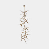 Luxxu Shard Chandelier in gold plated brass and clear ribbed crystal glass