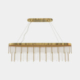 Luxxu Pharo Snooker Suspension Lamp in gold plated brass and clear crystal glass