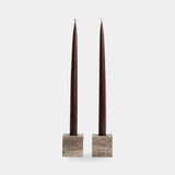 101 Copenhagen Cube Candle Holders, Silver Travertine