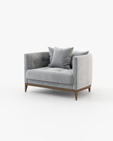 Laskasas Harold Armchair: Curved Luxury Armchair with Walnut Legs