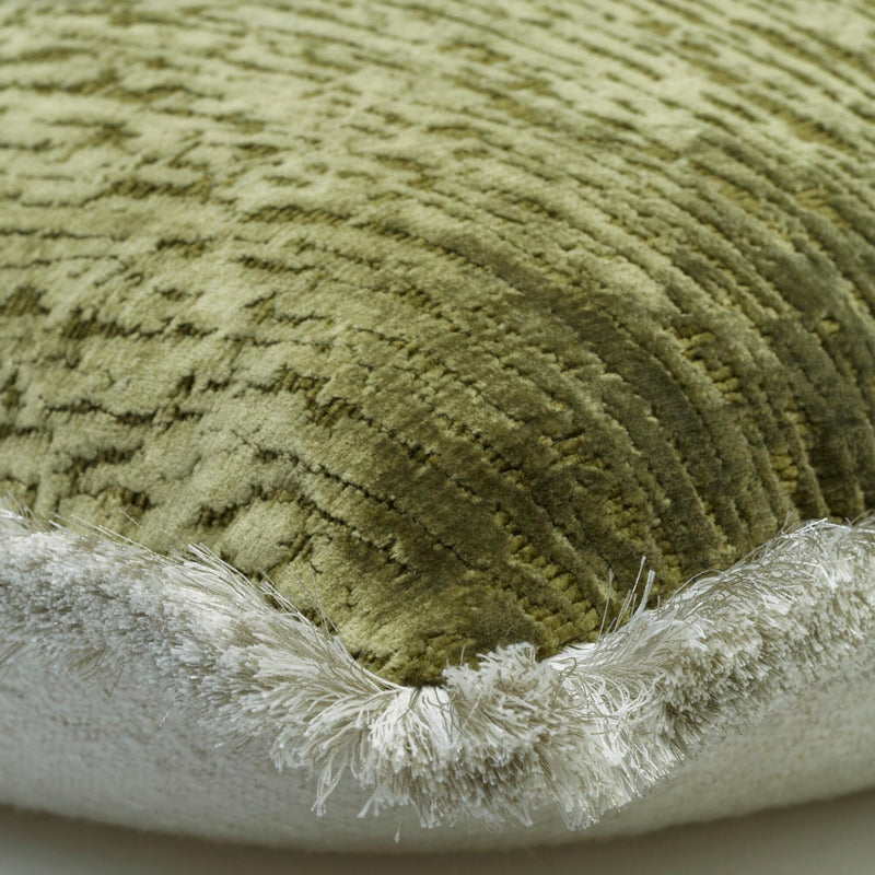 Roma Olive Contemporary Velvet Cushion  - Touched Interiors