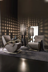 Culla Curved Metal Luxury Rocking Armchair, view 4