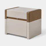 Coleccion Alexandra Master Bedside Table in white gloss lacquer with embroidered leather 23