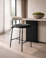Alita Stool - Mustang Black & Chex Bouclé Polar