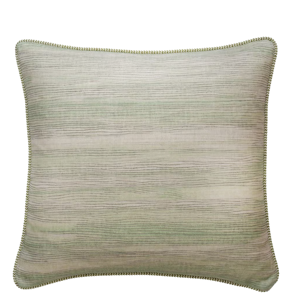 Puff Spring Cushion in Gentle Green Brush Details