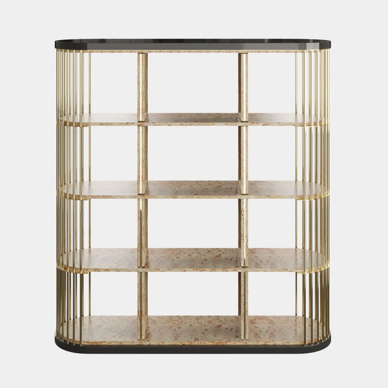 Antonella Sleek Gold & Brass Decorative Bookshelf