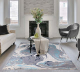 Ocean Metallic Aurora Blue Luxury Rug