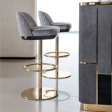 Giorgio Collection Charisma Bar Stool in grey velvet with a light gold chrome base, room setting 1