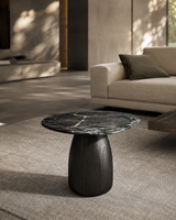 Basilca Side Table - Matte Black Marble