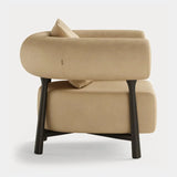Dolmen Cherry Armchair in Sequoia 4011 real leather, black oak frame, third view