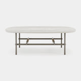 Domkapa Salema Outdoor Coffee Table, perla ceramic top, Ivory Texturized frame and cream rope