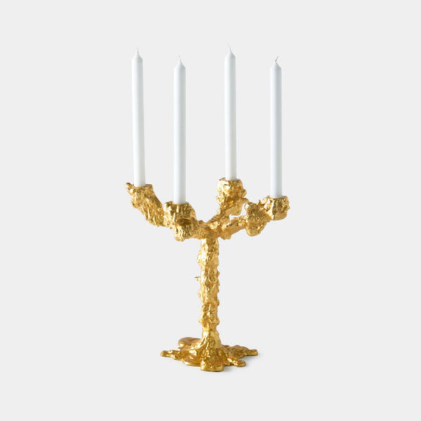 Dripped Metal Candle Holder With Four Arms