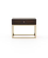 Laskasas Ester Bedside Table with Golden Legs in Black Lacquer Matte