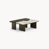 Dolmen Garnet Coffee Table in black oak and white and grey Cipollino marble