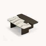 Dolmen Garnet Coffee Table in black oak and white and grey Cipollino marble, fourth view