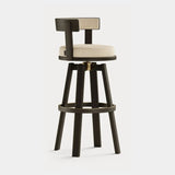 Dolmen Genesis Bar Chair in Nobilis Timeo 10876-03 fabric, black oak frame, aged brass details