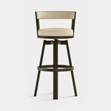 Dolmen Genesis Bar Chair in Nobilis Timeo 10876-03 fabric, black oak frame, aged brass details, second view
