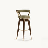 Mezzo Collection Gilmore Bar Chair, Pele Milano 92768 leather, matte walnut frame, polished brass, available from Touched Interiors UK