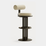 Dolmen Kaya Bar Chair in Nobilis Timeo 10876-03 fabric, black painted metal base, aged brass details