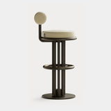 Dolmen Kaya Bar Chair in Nobilis Timeo 10876-03 fabric, black painted metal base, aged brass details, third view