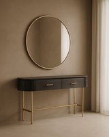 Lantine Console Table - Black Oak & Brass