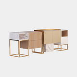 Leone Unique Sideboard With Marquina Marble and Brass Detail