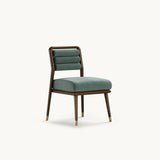 Mezzo Collection Lovano Dining Chair, Alhambra Jimena 34 fabric, matte walnut frame, polished brass, available from Touched Interiors UK