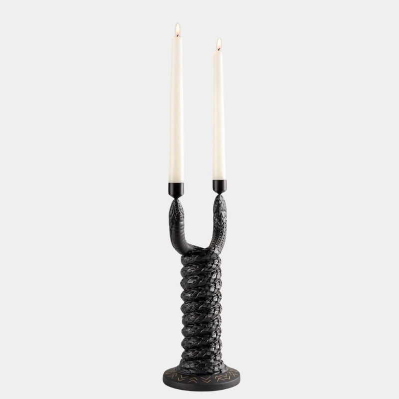 Luxury Matte Black Snake Candle Holder