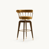 Mezzo Collection Maryland Bar Chair, Alhambra Jimena 05 fabric, matte walnut frame, polished brass, available from Touched Interiors UK