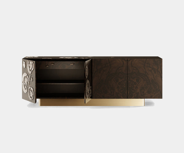 Organic Luxury for Your Home: Sylvan Sideboard in Textured Walnut Root Veneer.