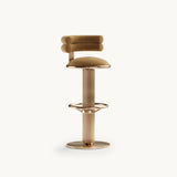 Mezzo Collection Mulligan I Bar Chair, Alhambra Jimena 05 fabric, polished brass, available from Touched Interiors UK