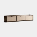 Coleccion Alexandra Roots TV Unit in midnight ash with sand drawers and Masai white top