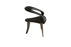 Jardin de Lune Dining Chair: Upholstered Black Leather and Solid Brass Polished