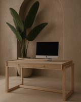 Offset Solid Oak Desk - Natural