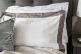 Create a restful retreat with our monogrammed pillow and duvet cover set. The perfect way to add a personal touch to your bedroom décor.