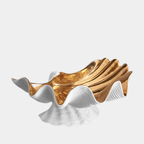 Neptune Bowl X-Large by L'Objet Atelier. Handcrafted luxury porcelain seashell bowl. A captivating centerpiece for coastal-inspired home decor. 