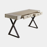 Coleccion Alexandra Traveler Desk in leather 08 with dark oak drawer interior and black leather details