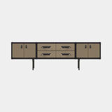 Coleccion Alexandra Traveler Sideboard in leather 21 with dark oak interior and black leather details