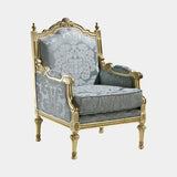Coleccion Alexandra Versalles Armchair in Versalles Aguamarina fabric with antiquary gold frame