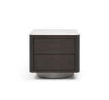 Coin Bedside Table - Smoke Oak & Marble
