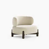 Dolmen Tetris Armchair in Designers Guild Kinmel Chalk FDG3006/10 fabric, black oak base