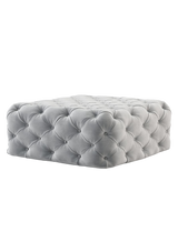 Laskasas Square Bur Pouf: Deep Buttoned Luxury Pouf
